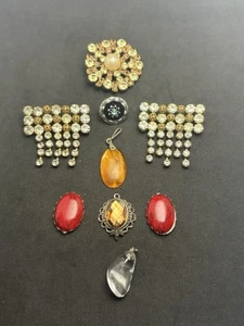 9pcs Set Of Vintage Handmade sowjetische Brooches And Pendants - Picture 1 of 12