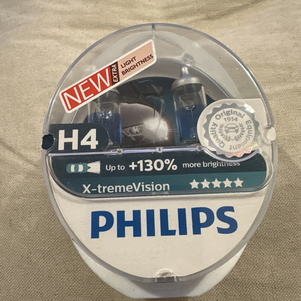 PHILIPS H4 X-treme Vision Car Headlight Bulb 130% Brighter 12342XVS2 Twin Pack - Image 1 of 1