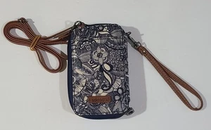 Sakroots Smartphone Wristlet / Crossbody Wallet Navy Floral Print - Picture 1 of 15