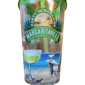 Vaso y pajita colorido tema de playa Margaritaville Party in Paradise sin BPA - Imagen 1 de 12