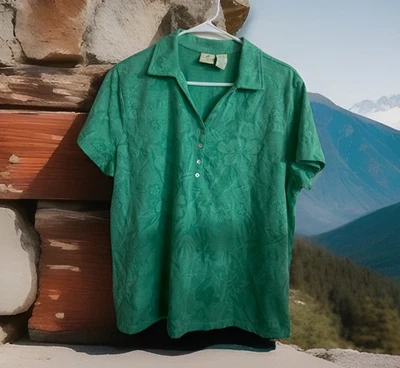 Polo Y2K Caribbean Joe XL Floral Para Mujer 60% Algodón Algodon Cottagecore OLDSTOCK Foto 1 de 3