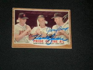 HANK BAUER & JERRY LUMPE 1962 TOPPS PRIDE OF THE A'S SIGNED CARD #127 - Picture 1 of 1