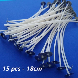 15 Pcs Pre Waxed Wicks with Tab 180 mm/ 18cm long for Candle Making High Quality - Picture 1 of 2
