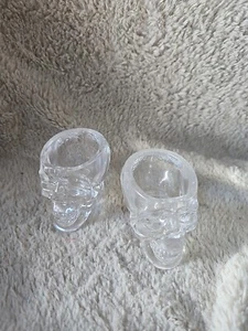 2pc Set Crystal Head Vodka Skull Shot Glass Thick Plastic Acrylic 2 oz - Picture 1 of 10