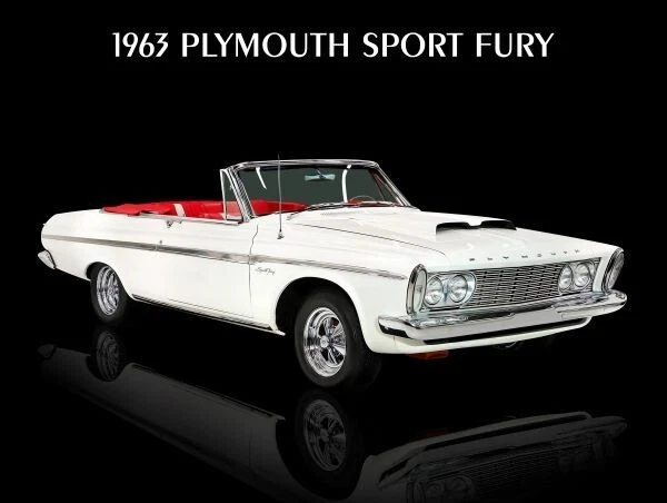 Plymouth Sport Fury 1963 convertible blanco nuevo letrero de metal: 12x16" y envío gratuito Foto 1 de 1