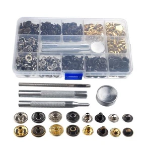 Metal Snap Press Fastener Stud Popper Button Leather Fabric Jean Fixing Tool Kit - Picture 1 of 6