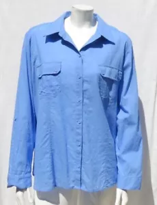 Chicos immergrün blau hauchdünn Baumwolle lang Slv Schlitz hinten Saum Shirt Top 3 14 16 - Bild 1 von 5