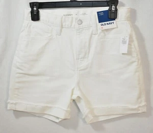 Old Navy White Jean Shorts Size 16 Adjustable Waist Girl's Cut-Offs - Picture 1 of 7