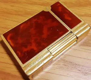 Encendedor de gas S.T.Dupont en funcionamiento marrón dorado Gatsby sin caja - Imagen 1 de 8