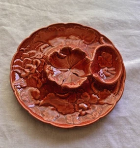Vintage MCM Terracotta-PINK Ceramic Artichoke Plates set 2,Dick Knox,Apps - Picture 1 of 11