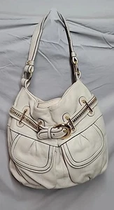 B. Makowsky Leather Hobo Handbag-Single Strap-2 Front Zip Pockets-Gold Ha4dware - Picture 1 of 8