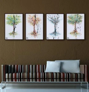 4 season trees set - 30" x 20" painting - Spring, Summer, autumn and winter - Picture 1 of 4