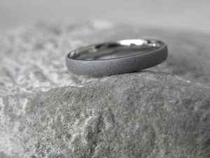 Minimalist Low/Thin Dome Ring, Solid Titanium, Sandblasted 3mm Band - Picture 1 of 7