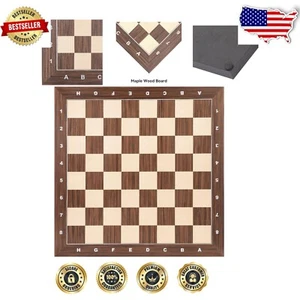 FIDE-konformes 19 Zoll Holz Schachbrett mit algebraischer Notation und Schutz - Bild 1 von 9