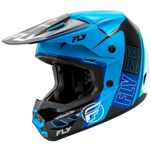 Fly 2025 Kinetic Rally Motocross MX Helm Erwachsene Gloss Hi-Viz / Blau / Schwarz - Bild 1 von 3