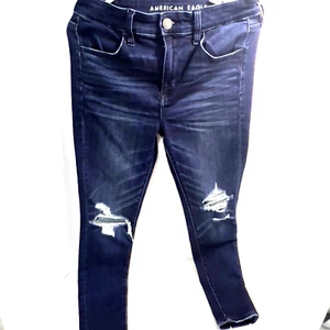Pantalones de mezclilla American Eagle para mujer talla 8 elásticos tiro alto azul oscuro - Imagen 1 de 10