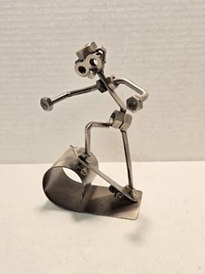 Metal Sculpture Skateboarder Metal Art Home Decor Nuts & Bolts Sculpture Figure - Picture 1 of 9