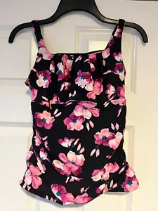 Tankini para mujer Lands' End rosa y negro floral fruncido frontal 480794 (6420) - Imagen 1 de 4