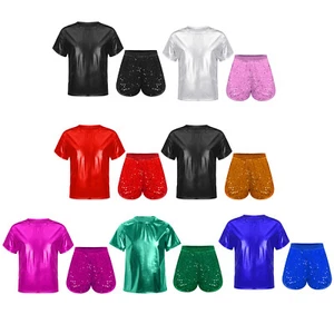 Kids Activewear School Show Sportswear Sports Sets Sparkling Qutfit Sequins - Picture 1 of 81