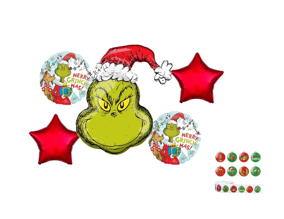 The Grinch Who Stole Christmas Balloon Bouquet Birthday Party Decorations - Image 1 of 1