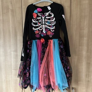 Kinder Halloween Kostüm Alter 10-11 Mädchen Verkleidung ** Tag der Toten ** - Bild 1 von 11