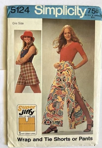 Simplicity Muster #5124 Misses Einheitsgröße Wickel & Krawatte Shorts oder Hose 1972 UNCUT - Bild 1 von 3