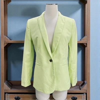 Blazer feminino J Crew amarelo neon tamanho 6 linho roupa de trabalho Y2K escritório estilo rua - Imagem 1 de 4