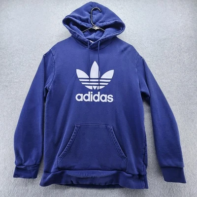 Adidas Hoodie Mens Large Navy Blue Trefoil Originals Pullover Sweatshirt Pocket - Image 1 of 4
