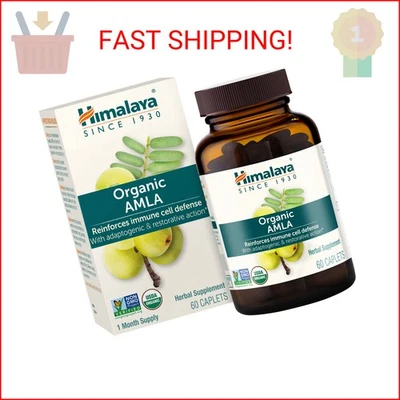 喜马拉雅有机 Amla 天然抗氧化剂用于免疫支持,60 粒,1 吨 — 第 1/2 张图片