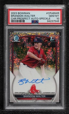 2023 Bowman Chrome Prospect Speckle Refractor Brandon Walter PSA 10 GEM MT Auto - Image 1 of 2