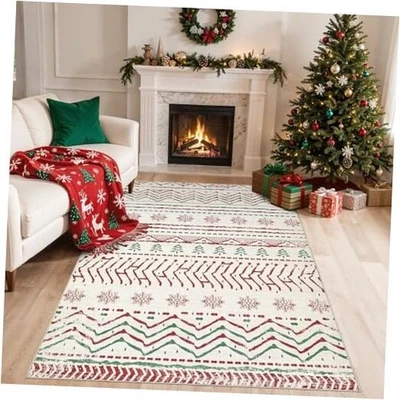  Alfombras de Navidad: 5x7 Lavable Abstracto Grande Neutro Suave Alfombra Resistente a las Manchas  Foto 1 de 4