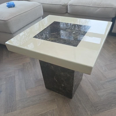  DFS Strasbourg Cream & Dark Marble Side/Lamp Table  RRP £299 - Image 1 of 3
