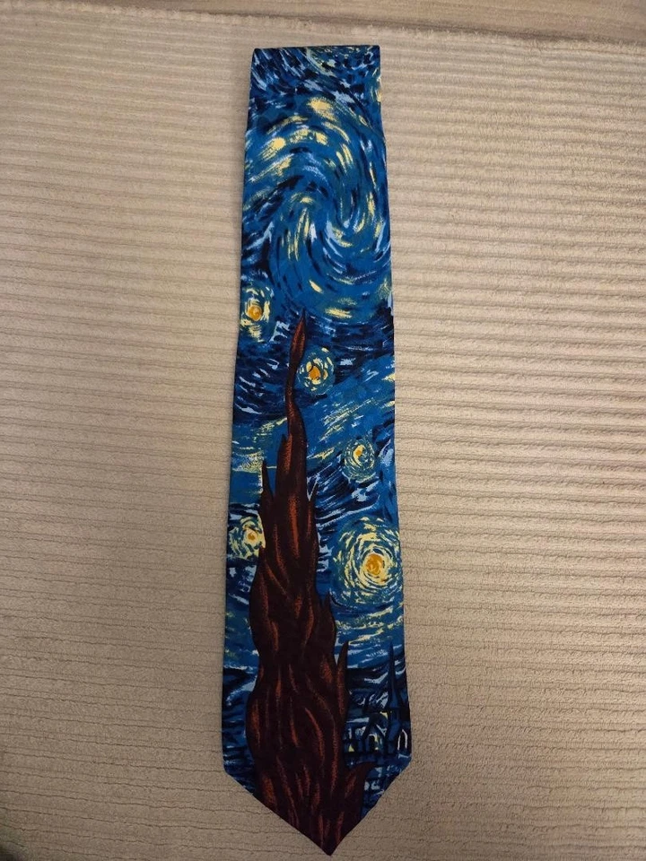 Corbata vintage 1992 Ralph Marlin estilo RM para hombre Starry Night Van Gogh EE. UU. Foto 1 de 1