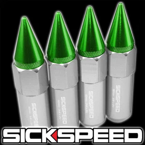 SICKSPEED 4 PC POLISHED/GREEN SPIKED ALUMINUM LUG NUTS POLARIS ATV 3/8X24 N31 - Bild 1 von 1