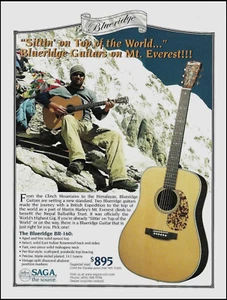 Guitarra acústica Blueridge BR-160 8 x 11 anuncio con Martin Harley en el monte. Everest - Imagen 1 de 3
