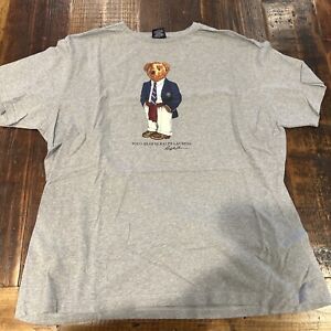 Polo Ralph Lauren Preppy Suit Bear Short Sleeve Shirt 2XL Mens Grey Logo