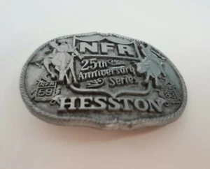 1983 Mens Hesston NFR National Finals Rodeo 25th Anniversary Series Belt Buckle - Picture 1 of 12