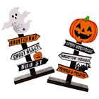  2 Pcs Halloween Ghost Decoration Wood Party Craft Table Centerpieces Fall Signs