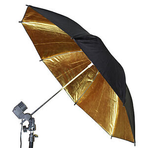 New! 110cm / 43" Black/Gold Reflective Photograph Studio Flash Lighting Umbrella