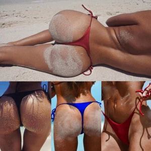 NEW Women Sexy Bikini Triangle Thong Bottom Brazilian V Cheeky Ruched Swimwe 、 - Picture 1 of 16