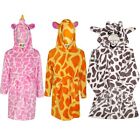Kids Girls Boys 3D Animal Giraffe Bathrobe Fleece Dressing Gown Night Loungewear