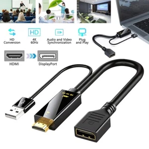 4K HDMI to DP Displayport Active converter cable with USB power for PC laptop MU - Picture 1 of 10