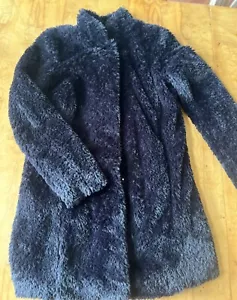 Kenneth Cole Black Faux Fur Jacket-Sz XS (S)T/P-very soft-nice fit- snap front - Picture 1 of 9