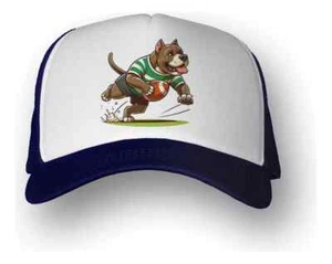 RUGBY - PITBULL PLAYER - blau-weiße Trucker Mütze - Cap - Erwachsene Unisex - Neu - Bild 1 von 1