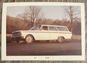 Found Photo 1964 Woman Sits In Ford Fairlane 500 Station Wagon Around Sunset - Picture 1 of 8