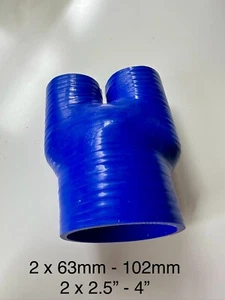Silicone 3-WAY Splitter hose Y pipe for turbo intercooler car 4" to 2.5" X2 Tube - Picture 1 of 7