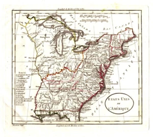 1802 États Unis Map–Guthrie Atlas–Original French Engraving–USA Colonial Era - Picture 1 of 2