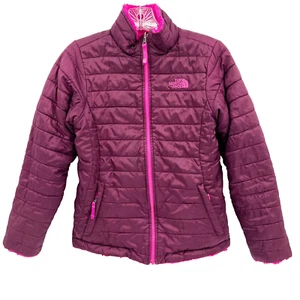 THE NORTH FACE Girls Sz L (14/16) Burgundy/Pink Mossbud Swirl Reversible Jacket - Picture 1 of 14