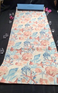 Cynthia ROWLEY Table runner COASTAL shells Fabric 16 x 90 beach coral blue tan - Picture 1 of 5
