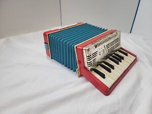 Vintage Emenee Musical Golden Piano Accordion Toy Tested Works Decoration